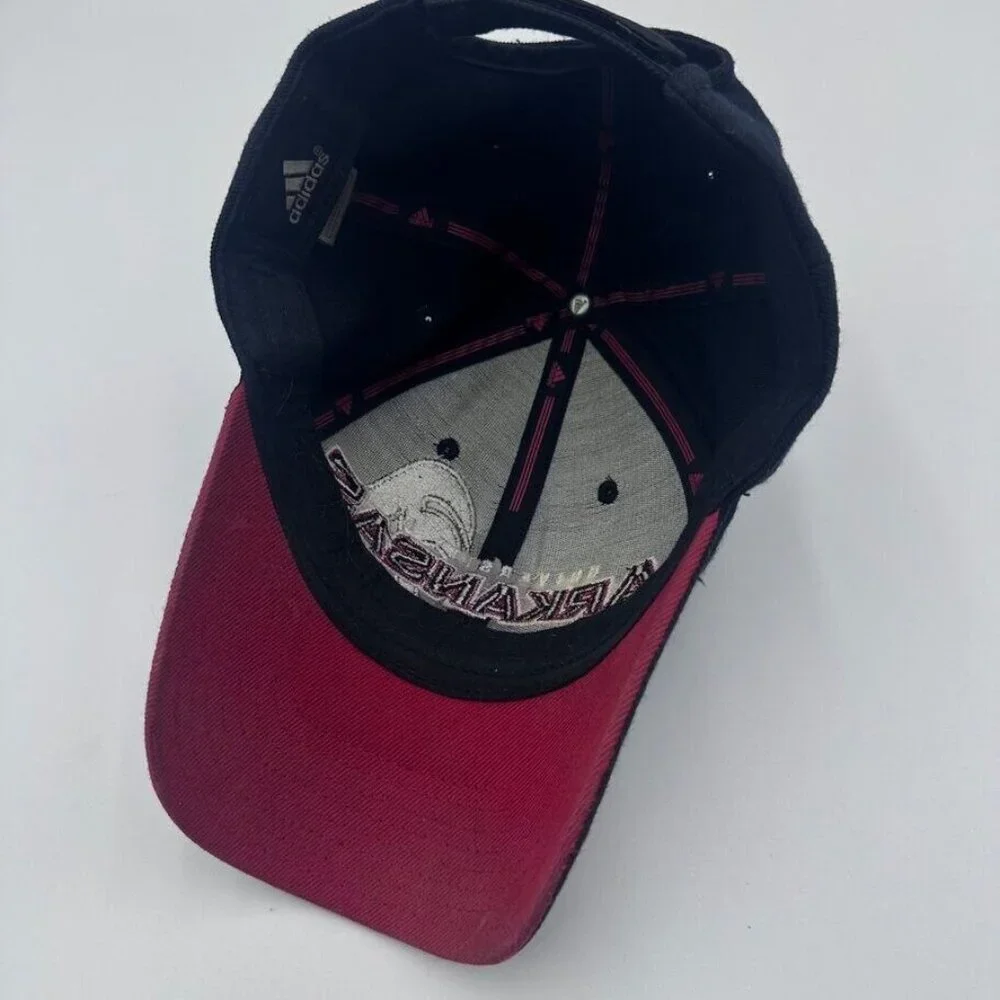 Adidas Hat University of Arkansas Strap‎ Back Script A Baseball Cap Black Red